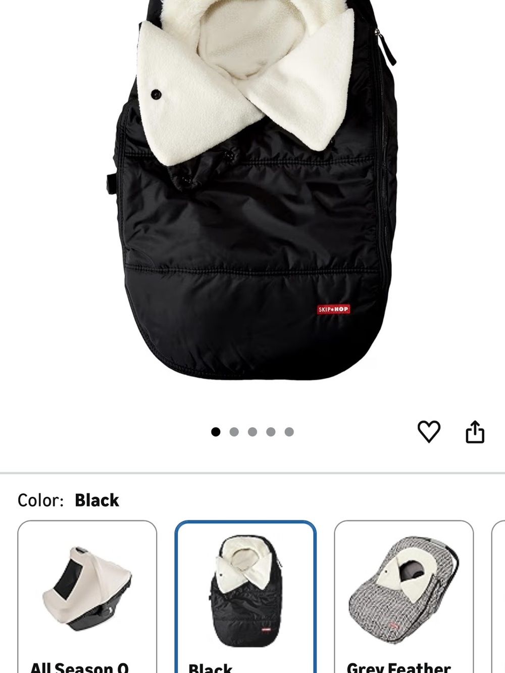 Skip Hop Black Stroller Footmuff with Cream Lining